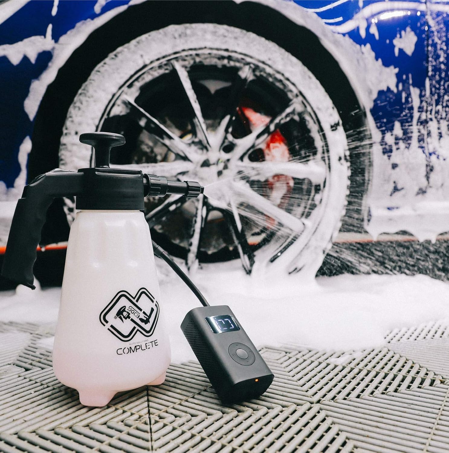 SGCB Bomba de lavado de autos de 2.0 L, pulverizador de espuma de presión portátil de una sola mano, pulverizador de espuma gruesa para automóvil,