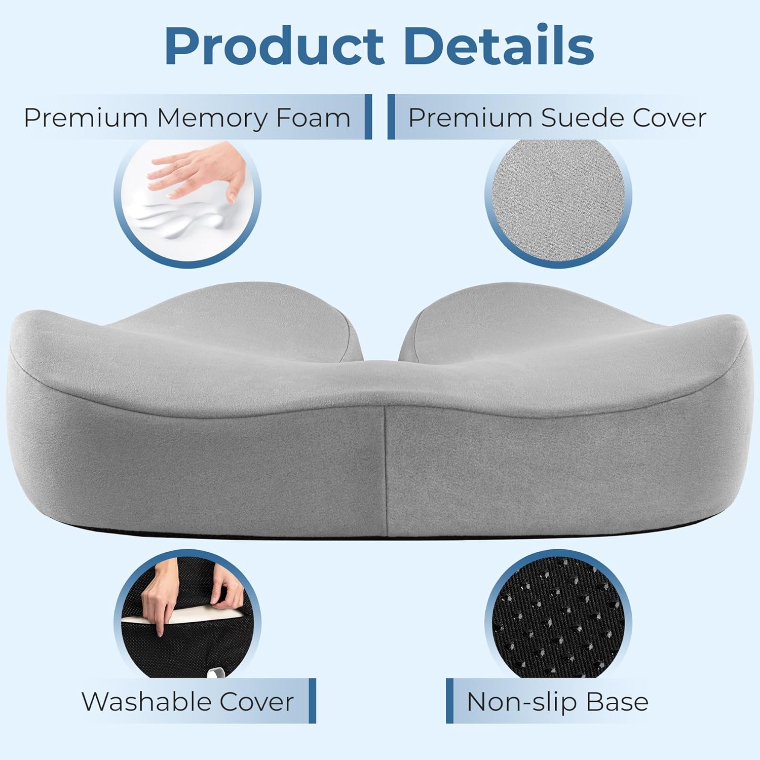 5 STARS UNITED Half Moon Bolster – Almohada semirrollo y almohada de rodilla para personas que duermen de lado y cojín de asiento para silla de