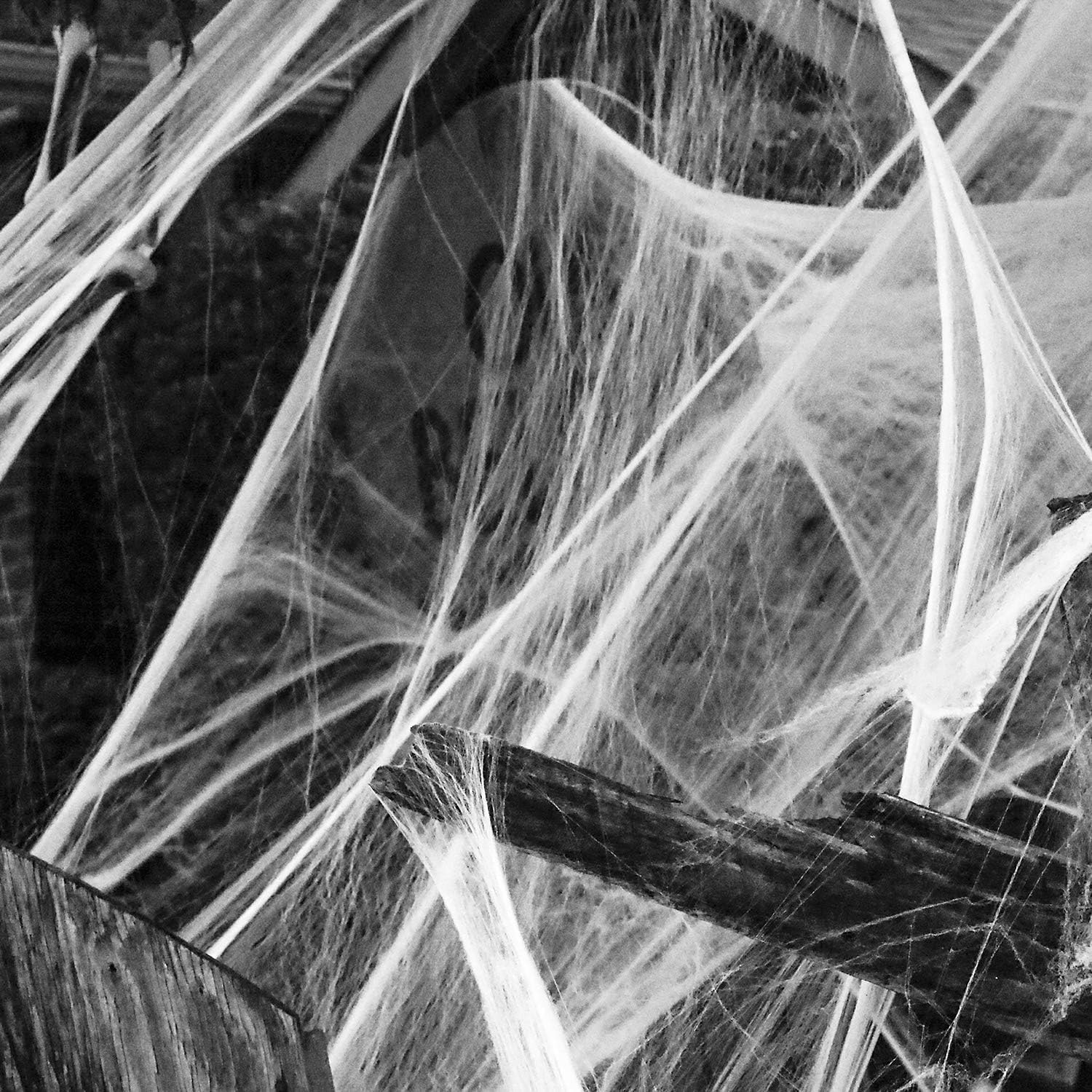 JOYIN Decoración de Halloween de araña de 1200 pies cuadrados con 80 arañas falsas, telarañas súper elásticas para Halloween, decoración de fiesta