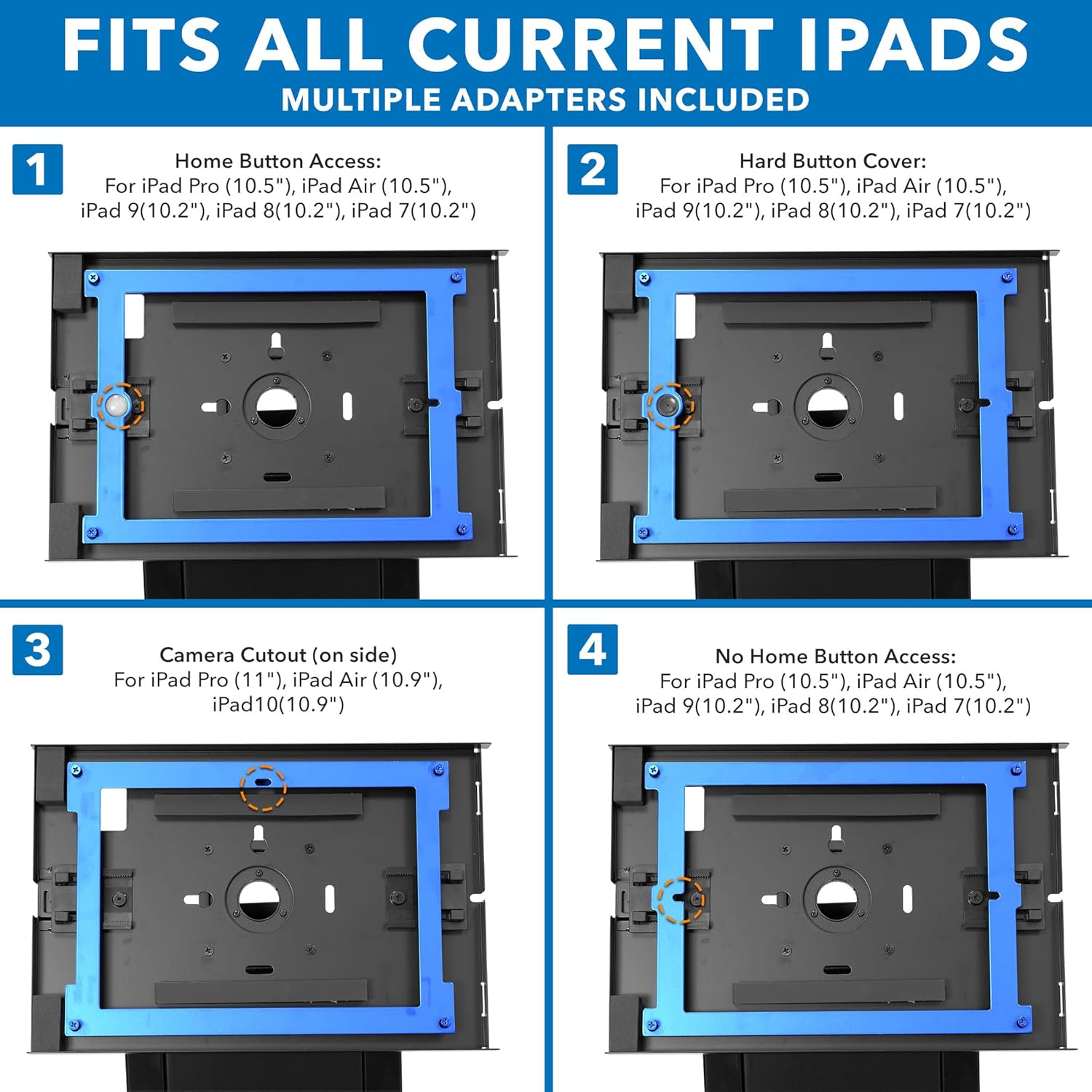 Mount-It! Quiosco antirrobo para tableta, gabinete de tableta de encimera con bloqueo con base independiente, carcasa universal compatible con iPads