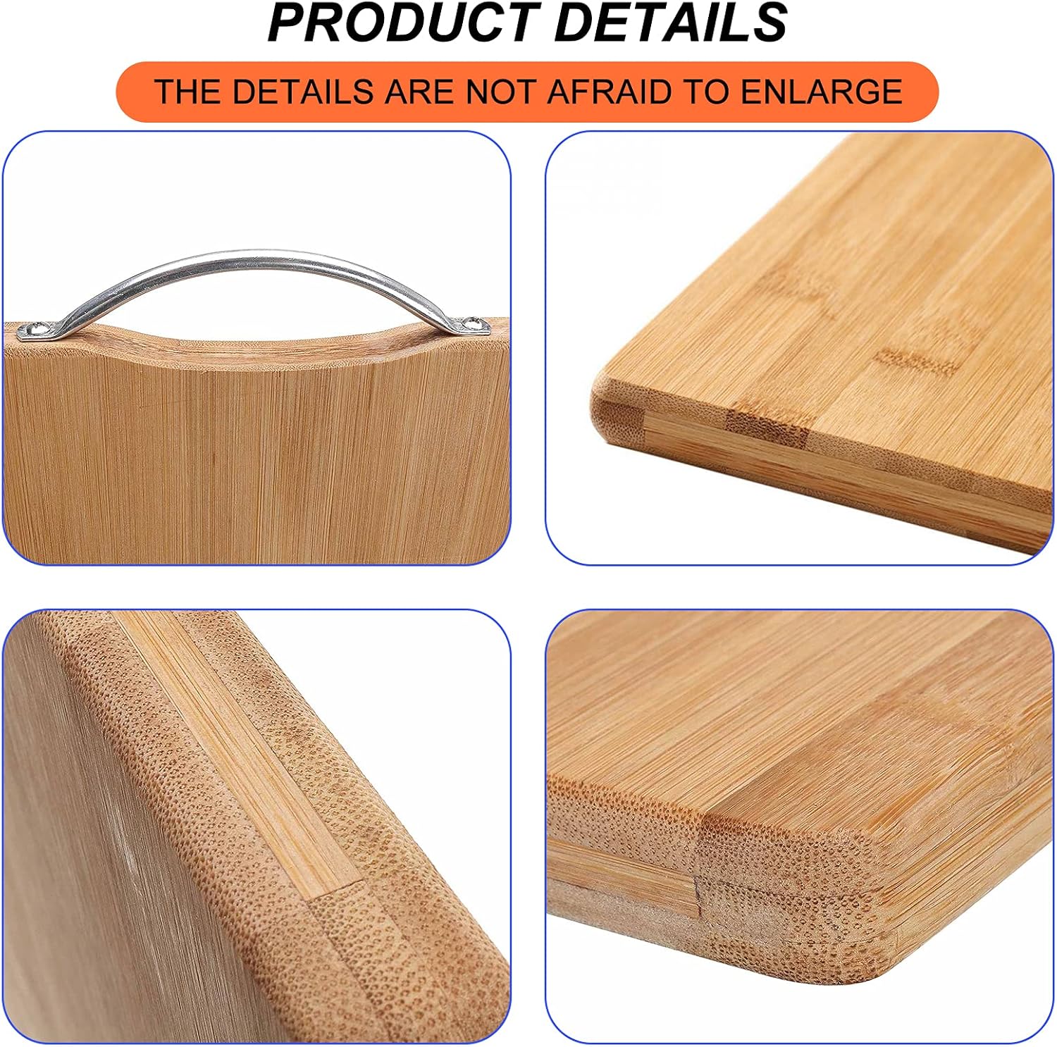 Tabla de cortar de bambú de alta calidad, tablas de cortar de madera multiusos rectangulares gruesas y duras para chef, cocina y uso profesional
