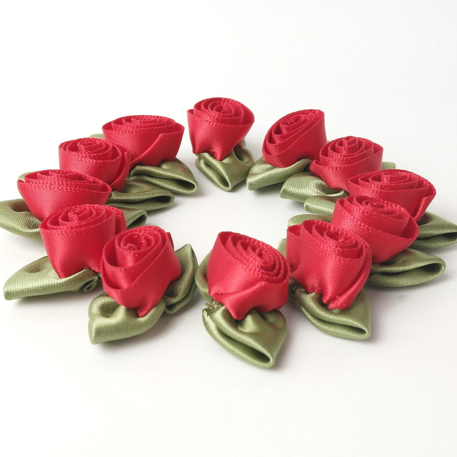 Micomon Mini lazos de cinta para manualidades, mini rosas, cinta de flores para manualidades, adorno artificial, apliques de costura para bricolaje