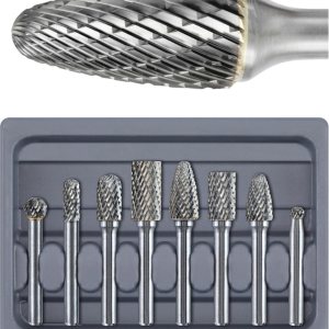 Sworker Juego de fresas de carburo de 14 de pulgada, vástago de 14 pulgadas, 8 piezas con base de madera, brocas rotativas para soldaduras de metal, Sworker Juego de fresas de carburo de 14 de pulgada, vástago de 14 pulgadas, 8 piezas con base de madera, brocas rotativas para soldaduras de metal,