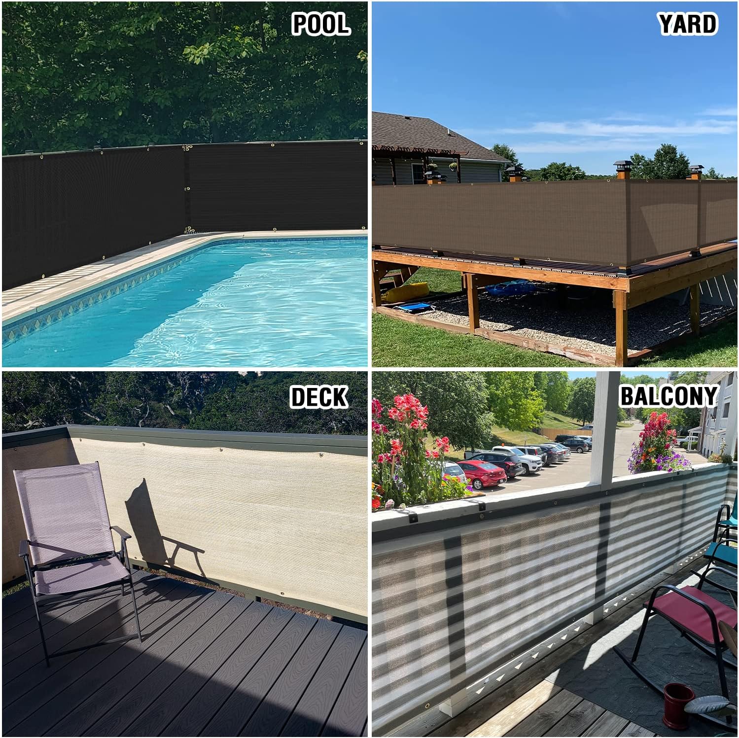 E&K Sunrise – Rejilla para valla de privacidad para balcón, 2.5 x 50 pies, con bridas de cremallera, protección UV para terraza, patio, patio,