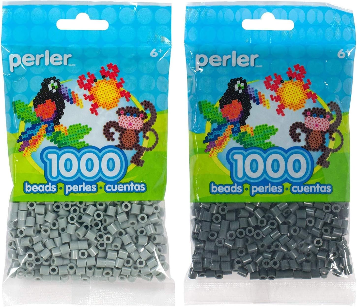 Perler Bolsa de cuentas 1000, paquete de peltre y carbón (paquete de 2)