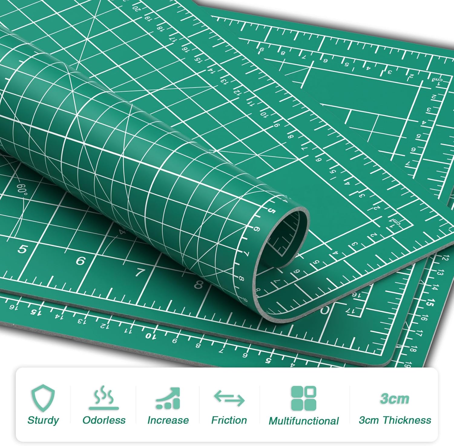 DIYSELF Tapete de costura autorreparable, tapete de corte giratorio de 18 x 12 pulgadas para manualidades, protector de mesa de doble cara de 5