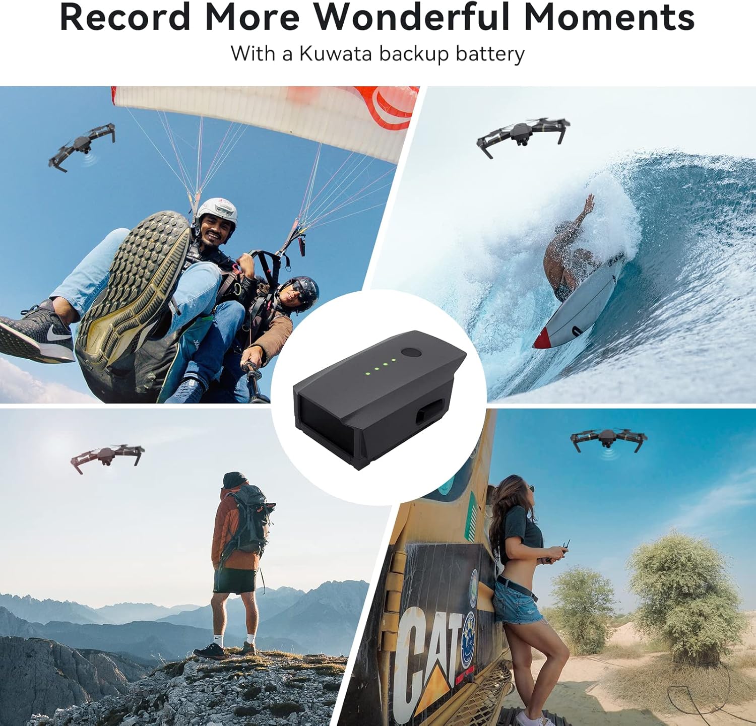 KUWATA Mavic Pro – Batería de repuesto de 2 unidades, batería de vuelo inteligente (FB1-3830mAh-11.4V) para DJI Mavic Pro y Mavic Pro Platinum (no