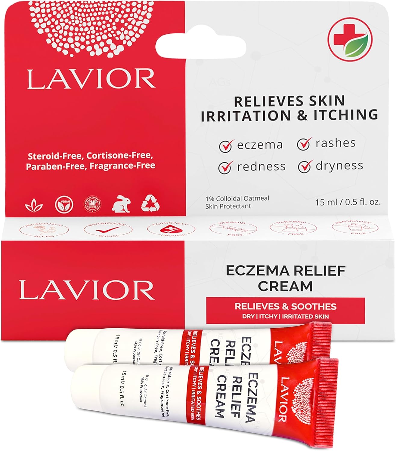 Lavior Crema para aliviar el eccema  Alivio calmante de la picazón con avena coloidal  Hipoalergénico, recomendado por médicos, clínicamente probado