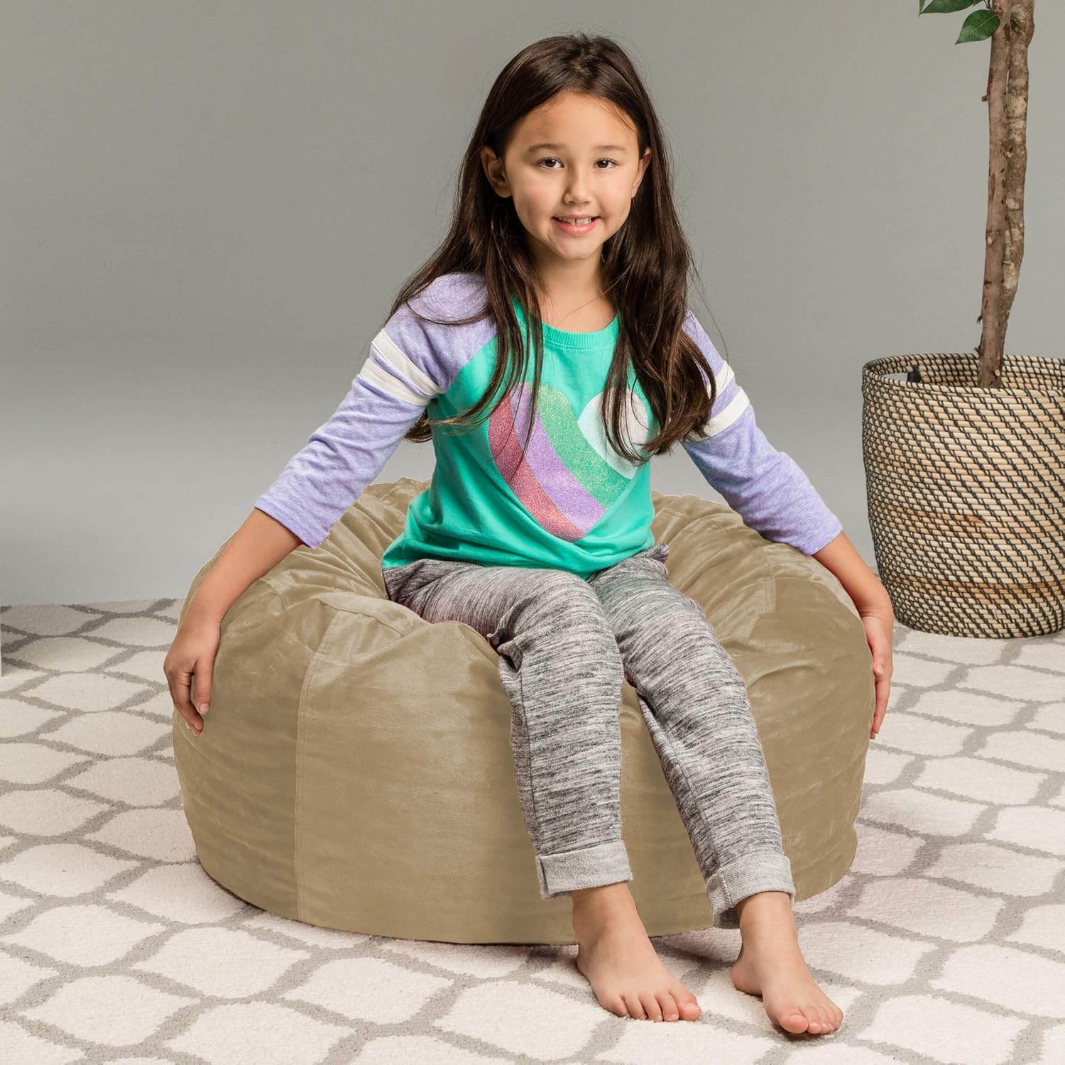 Sofa Sack – Puf de felpa ultra suave para niños – Sillón puff de espuma viscoelástica con funda de microgamuza – Muebles rellenos de espuma y