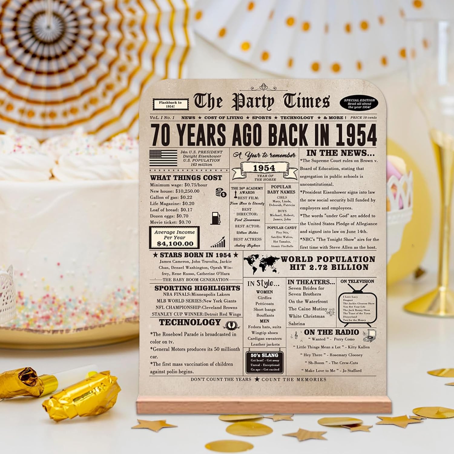 QiFyLeo Decoraciones clásicas de 70 cumpleaños, regalos para hombres y mujeres, retro 70 aniversario para mamá papá, póster vintage de periódico de