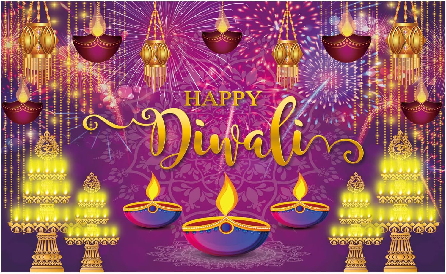 Allenjoy Fondo de festival de Happy Diwali morado para fotografía, fotos, suministros de fiesta hindú Deepavali, decoración de pared para el hogar,