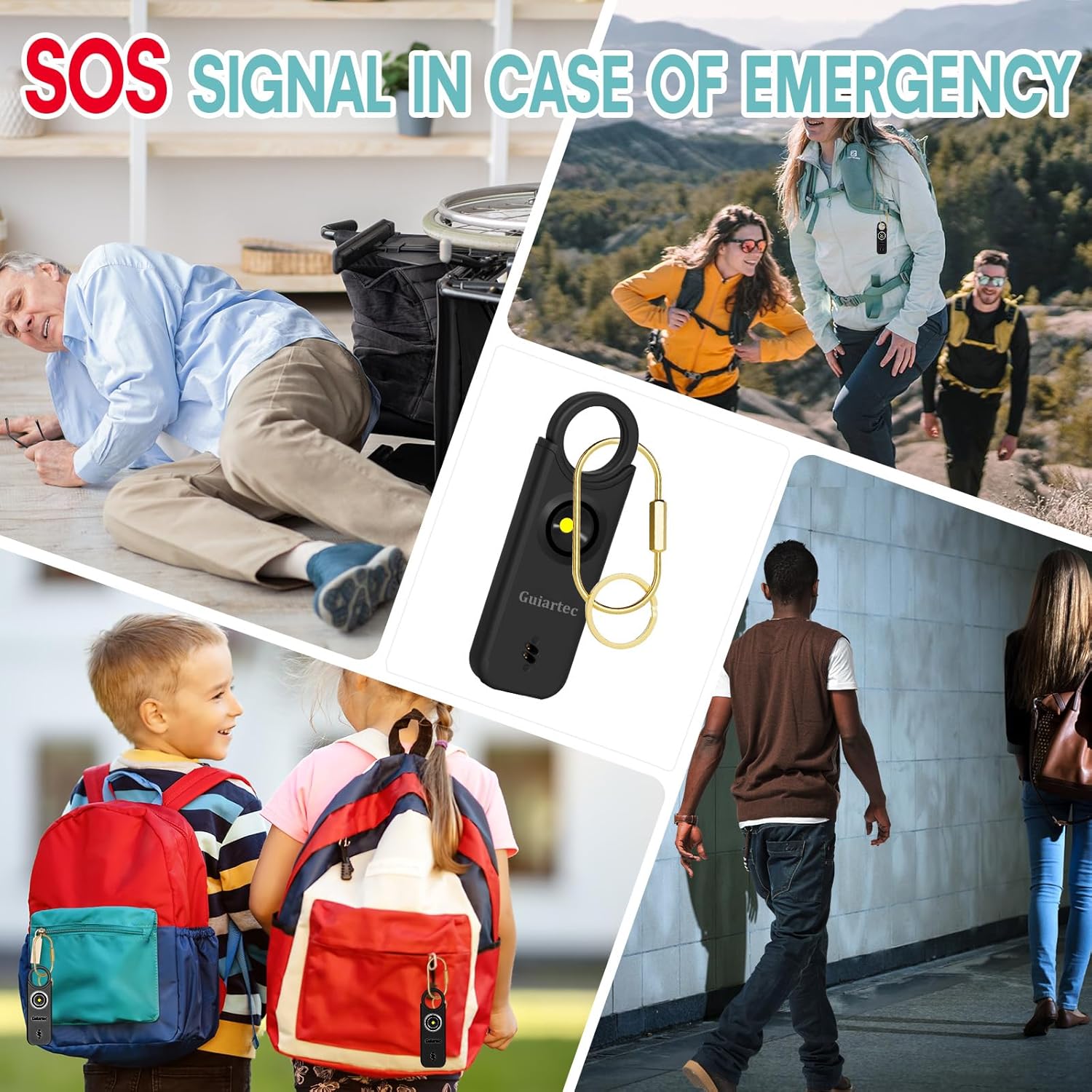 Alarma de seguridad personal recargable para mujeres, llavero de autodefensa de 135 dB con luz estroboscópica LED, dispositivos de seguridad de