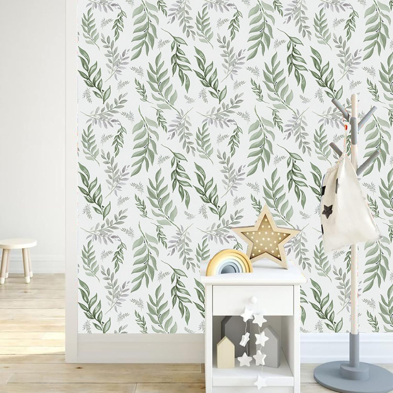 Nuwallpaper – Papel tapiz autoadhesivo decorativo con hojas verdes modernas, diseño floral, papel de contacto, decorativo, extraíble, autoadhesivo,
