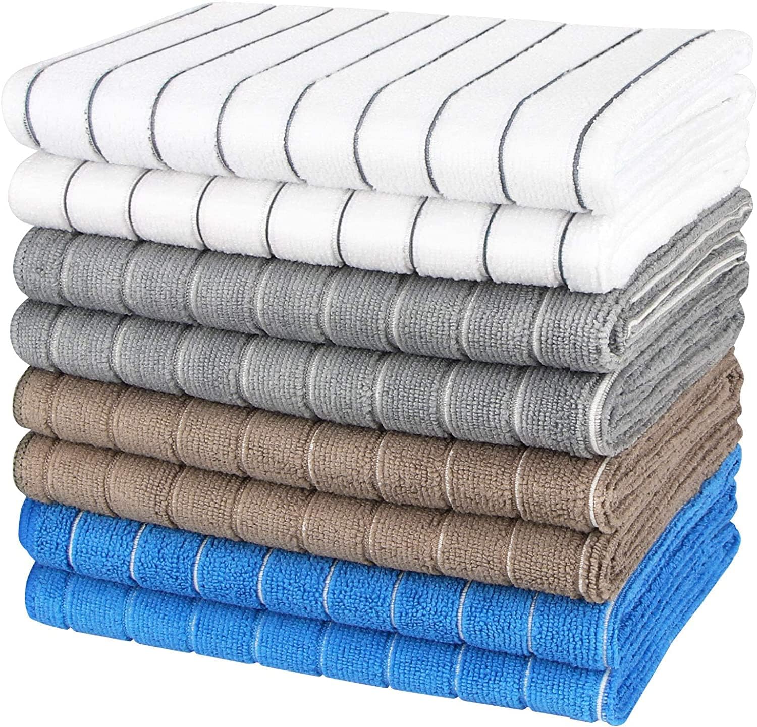 AIDEA Paquete de 8 toallas de cocina, 18 x 26 pulgadas, toallas de secado súper absorbentes para platos, toallas de cocina de microfibra multiusos