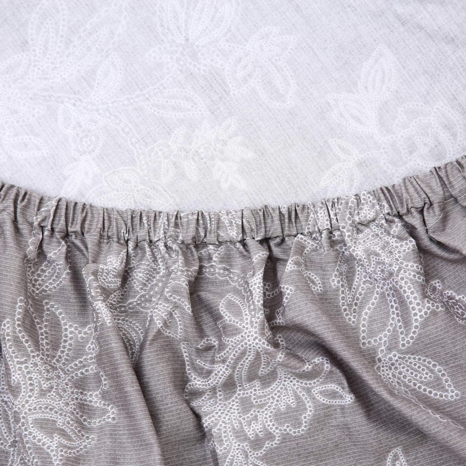 FADFAY Juego de sábanas King Farmhouse Bedding Shabby Floral Vintage Gray Ropa de cama 100% algodón súper suave, hipoalergénica, gris y blanco,