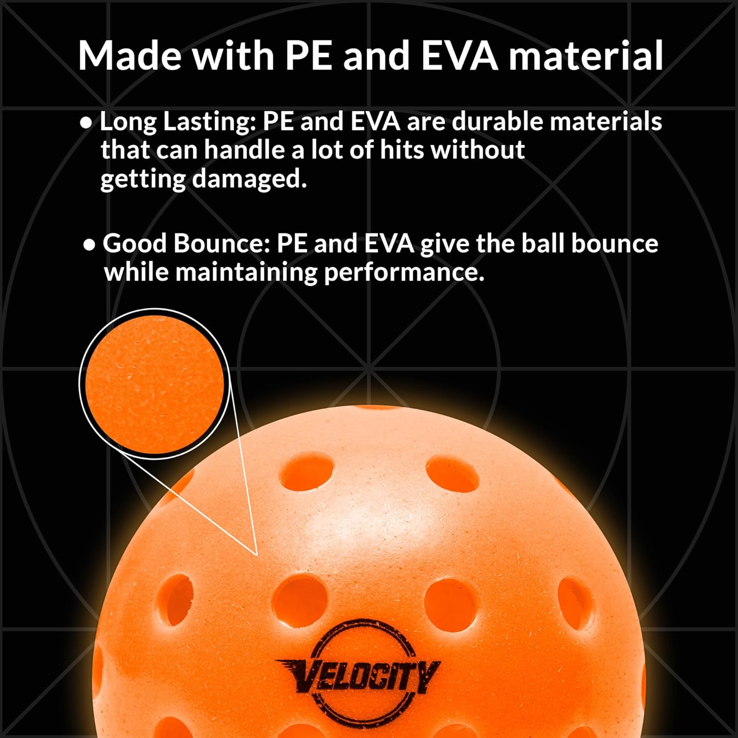 Velocity Pickleballs de primera calidad – Certificado USAPA  Diseño de 40 agujeros para un máximo rendimiento al aire libre  Tamaño y peso oficiales