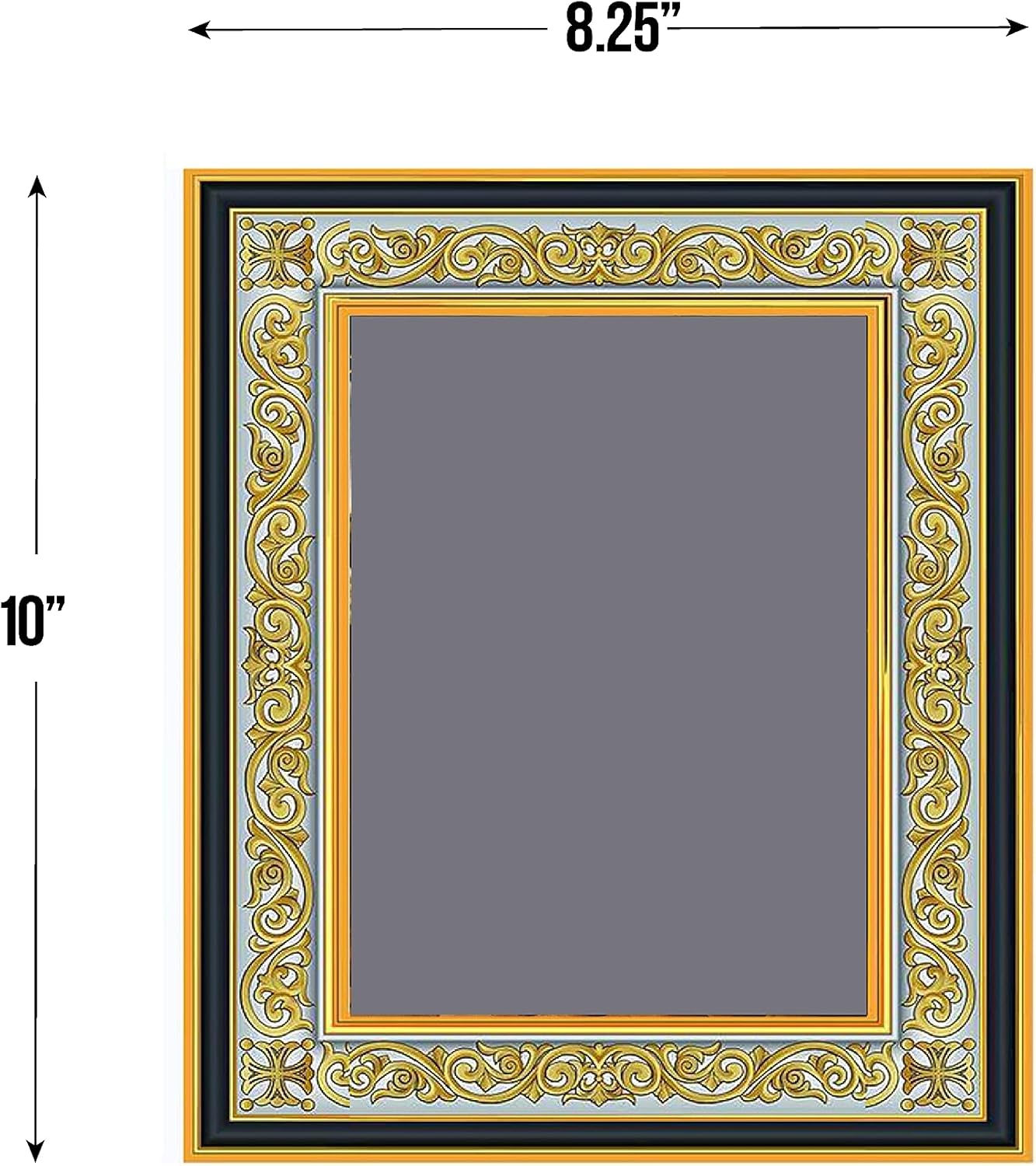 (D) Lámina dorada, icono enmarcado, marco de madera adornado con soporte para estar de pie y gancho para colgar en la pared, 10 pulgadas (Virgen de