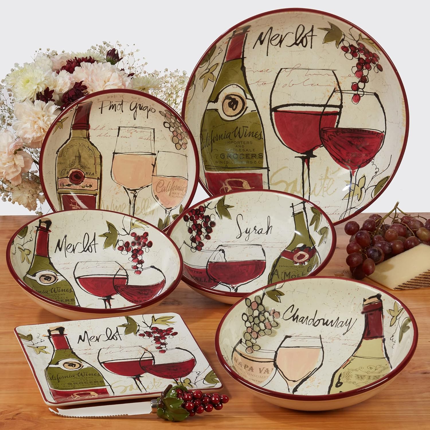 Certified International Wine Country – Servidor de 2 niveles, multicolor
