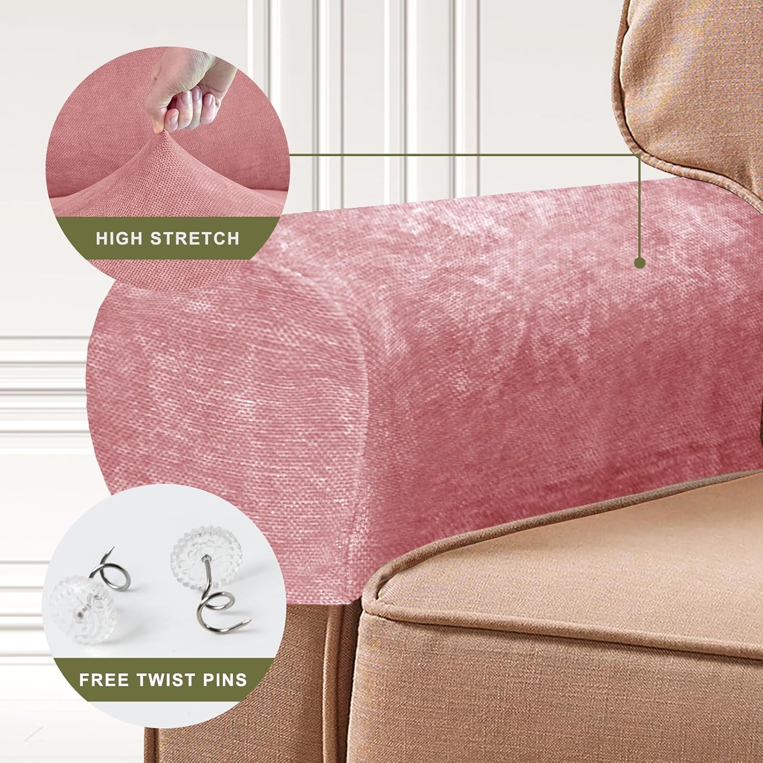 NILUOH Fundas elásticas para reposabrazos de sofá, fundas de reposabrazos para sillas, fundas de sillón para brazos, protector de muebles para sofá