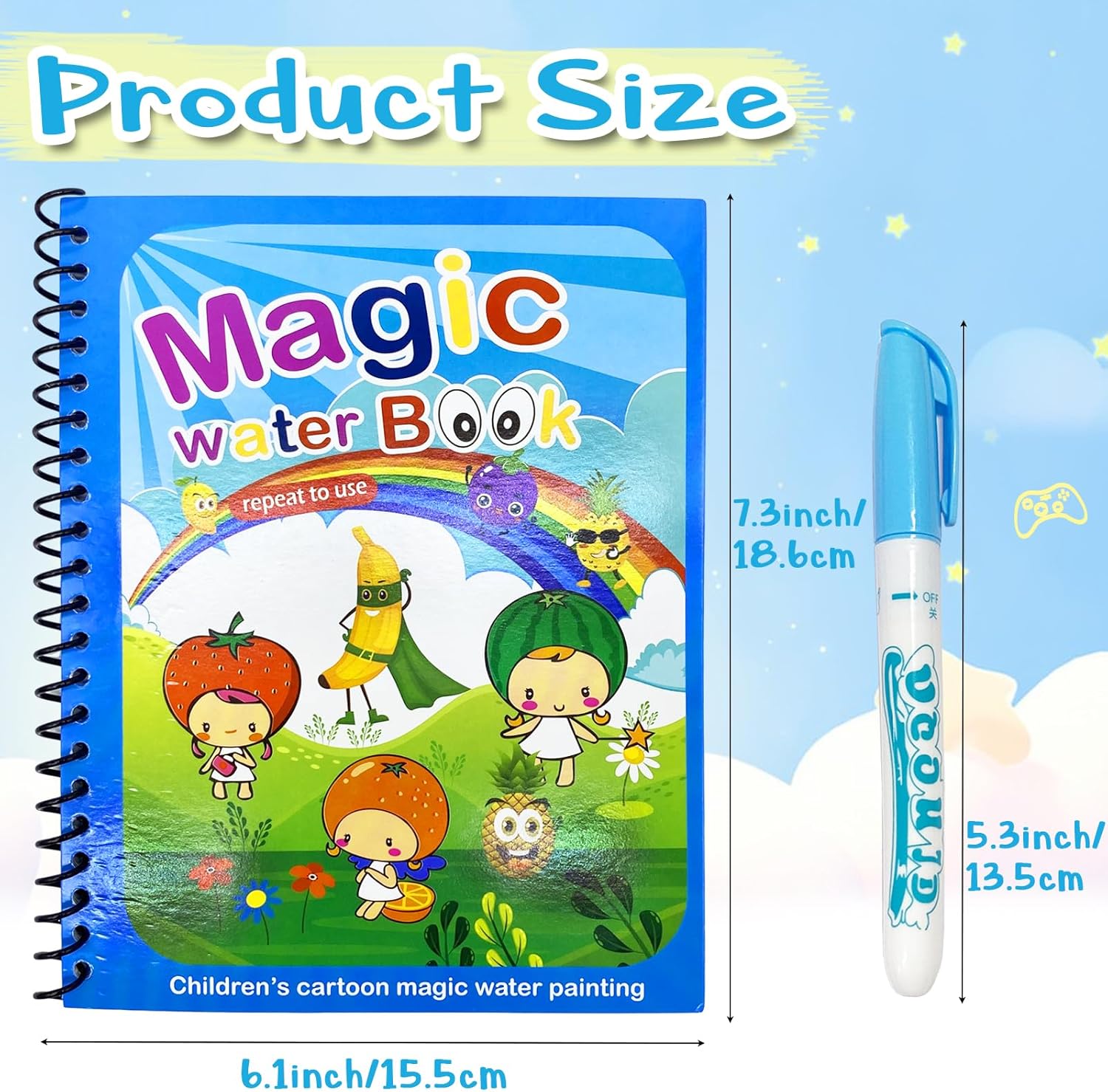Dduolammng Paquete de 12 libros para colorear de agua, juguetes de garabatos de agua, libro de pintura al agua reutilizable para niños pequeños,