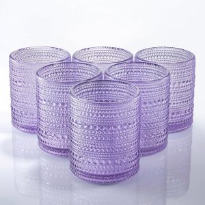 Paquete de 6 vasos para beber Hobnail de 10 onzas, vaso de vidrio moderno de 10 onzas, doble vidrio antiguo, cristalería de burbujas vintage Paquete de 6 vasos para beber Hobnail de 10 onzas, vaso de vidrio moderno de 10 onzas, doble vidrio antiguo, cristalería de burbujas vintage