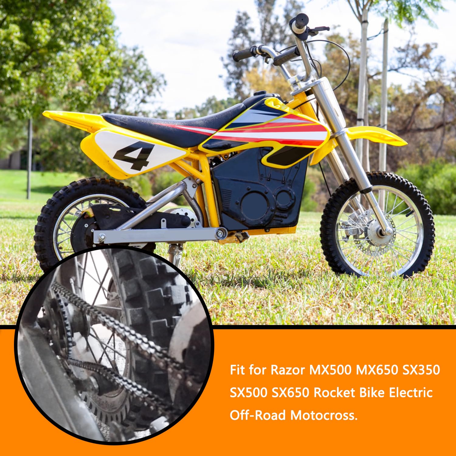 Cadena de transmisión de 25 eslabones 132 + eslabón maestro para Razor MX500 MX650 SX350 SX500 SX650 Rocket Bike Electric Off-Road Motocross #25