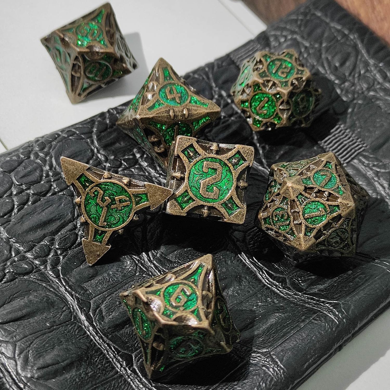 D&D – Juego de dados de metal DND para Dungeons and Dragons Gifts Polyhedral Card Game Game Bag RPG MTG Pathfinder Digital Teaching Accessories D20