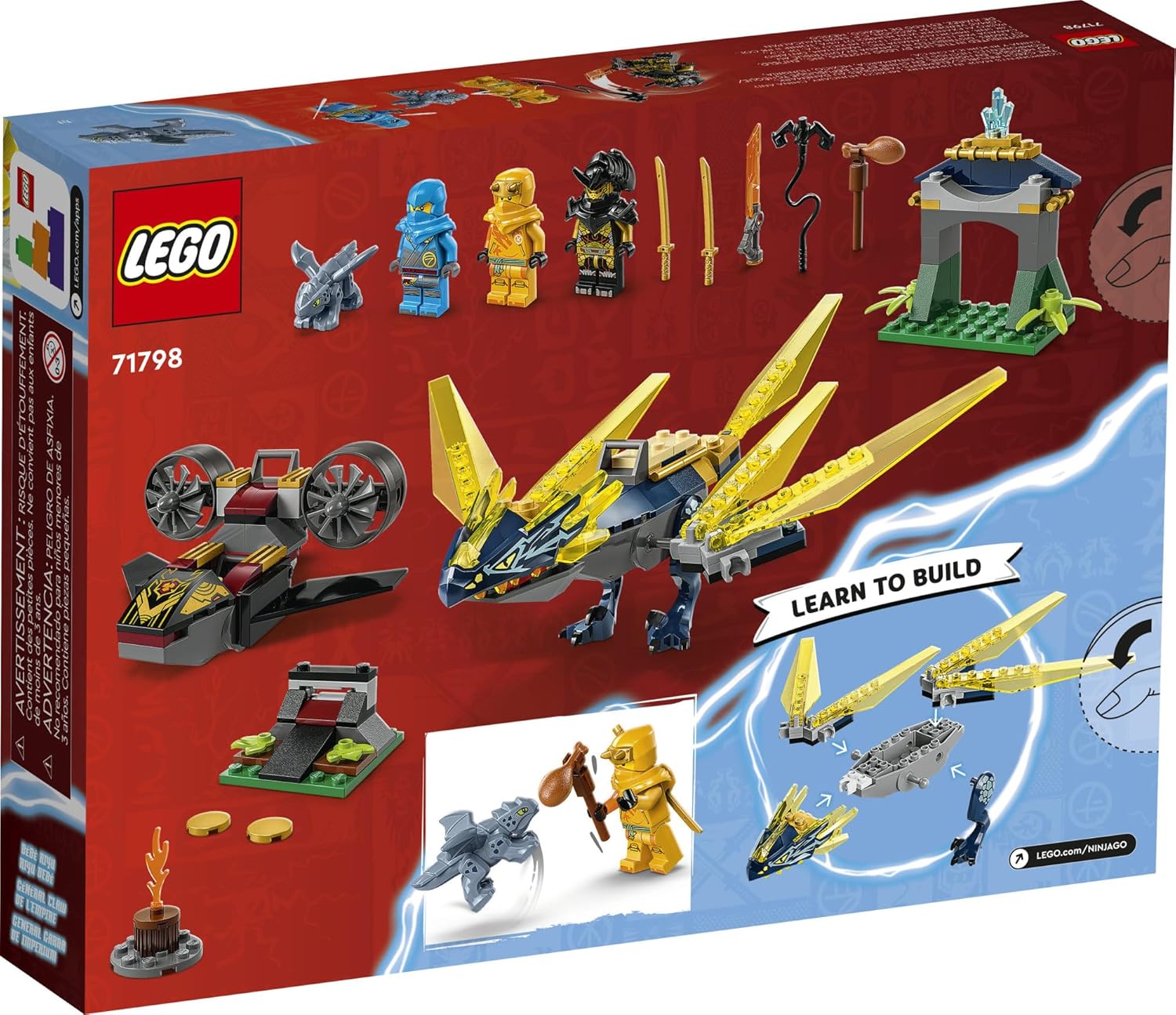 LEGO NINJAGO NYA y Arin’s Baby Dragon Battle 71798 Juguete de construcción Ninja, cuenta con un chorro, 2 dragones, 3 minifiguras y Baby Riyu, idea