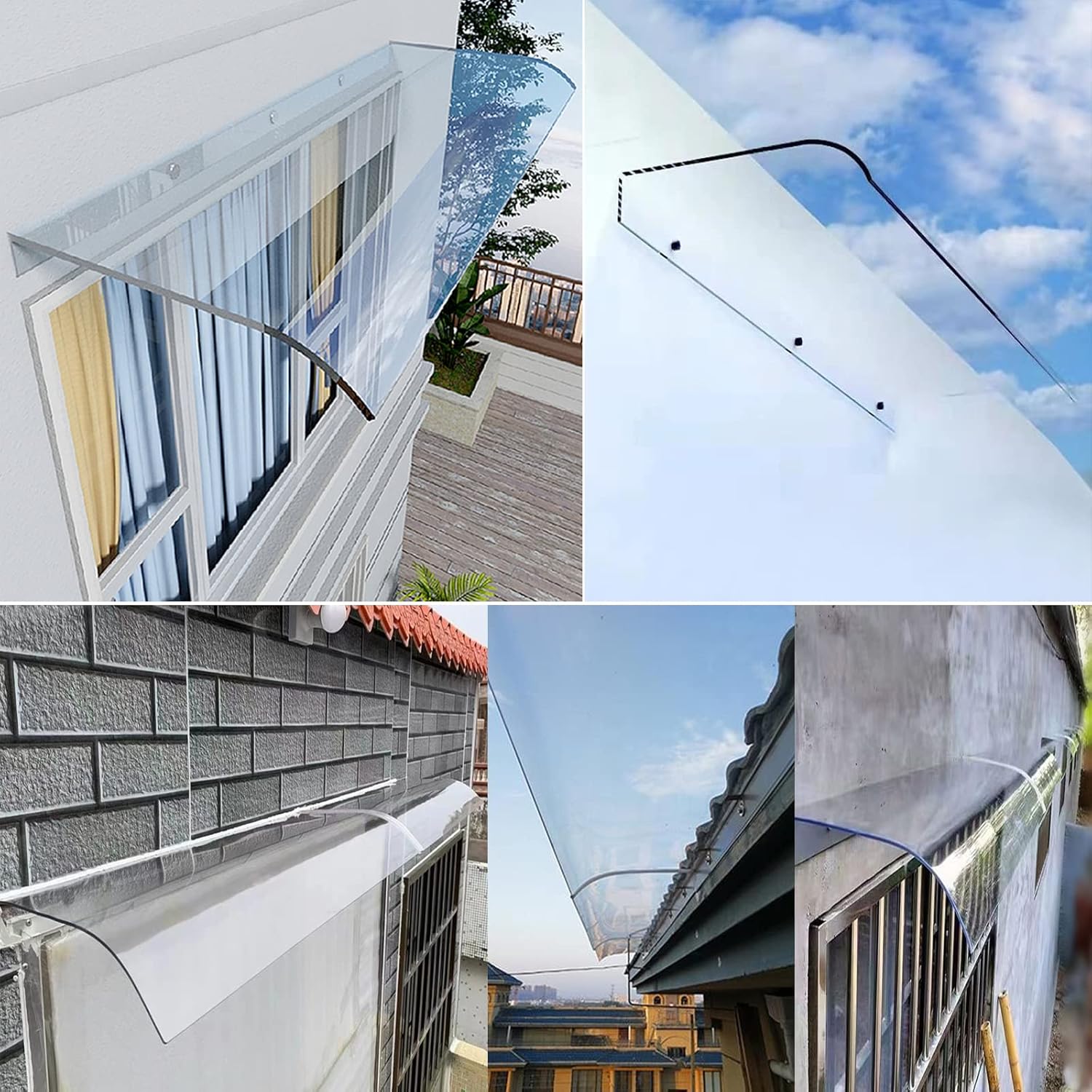 Toldo invisible para ventana, toldo para puerta delantera, toldo de patio al aire libre, cubierta de policarbonato transparente, toldo de entrada,
