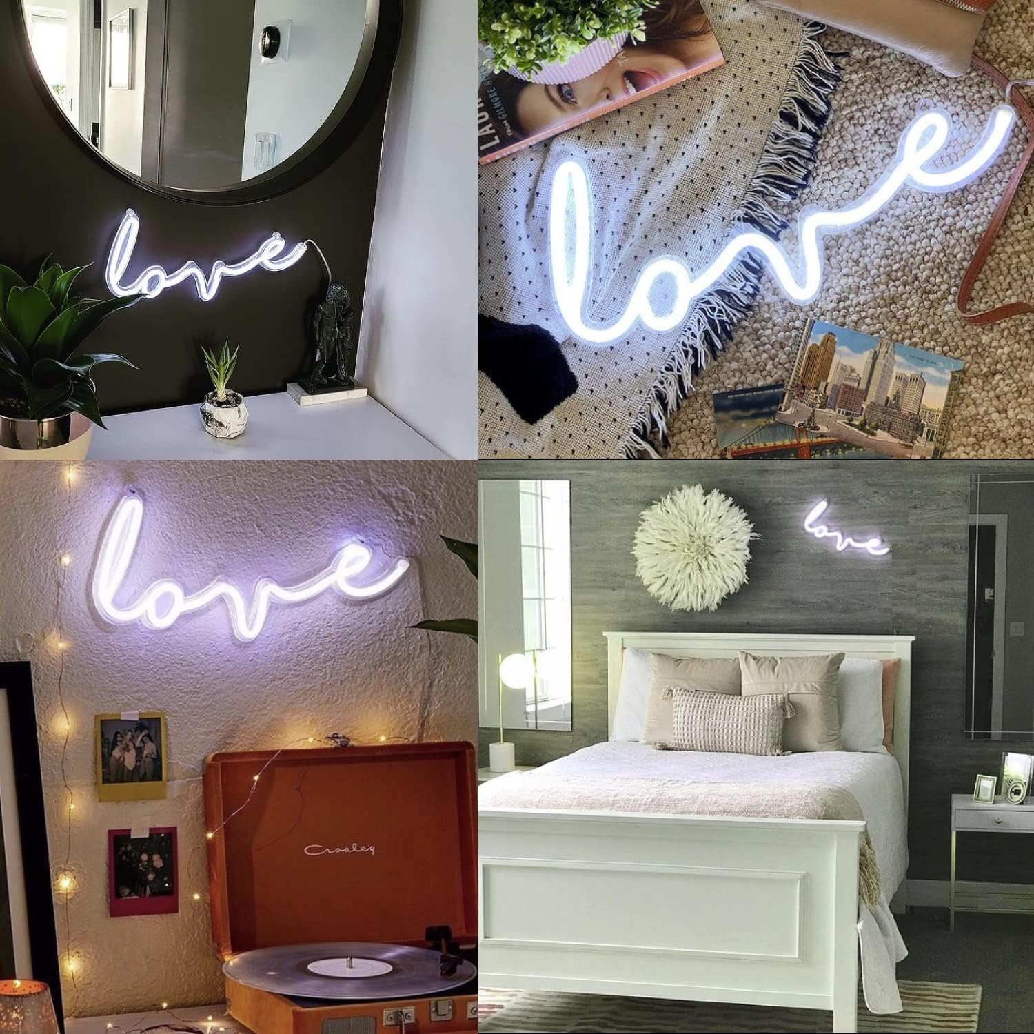 Amped & Co – Luz de neón LED de amor, 18 x 9 pulgadas – Decoración de habitación para colgar en la pared, letrero de neón de amor – Letrero LED de