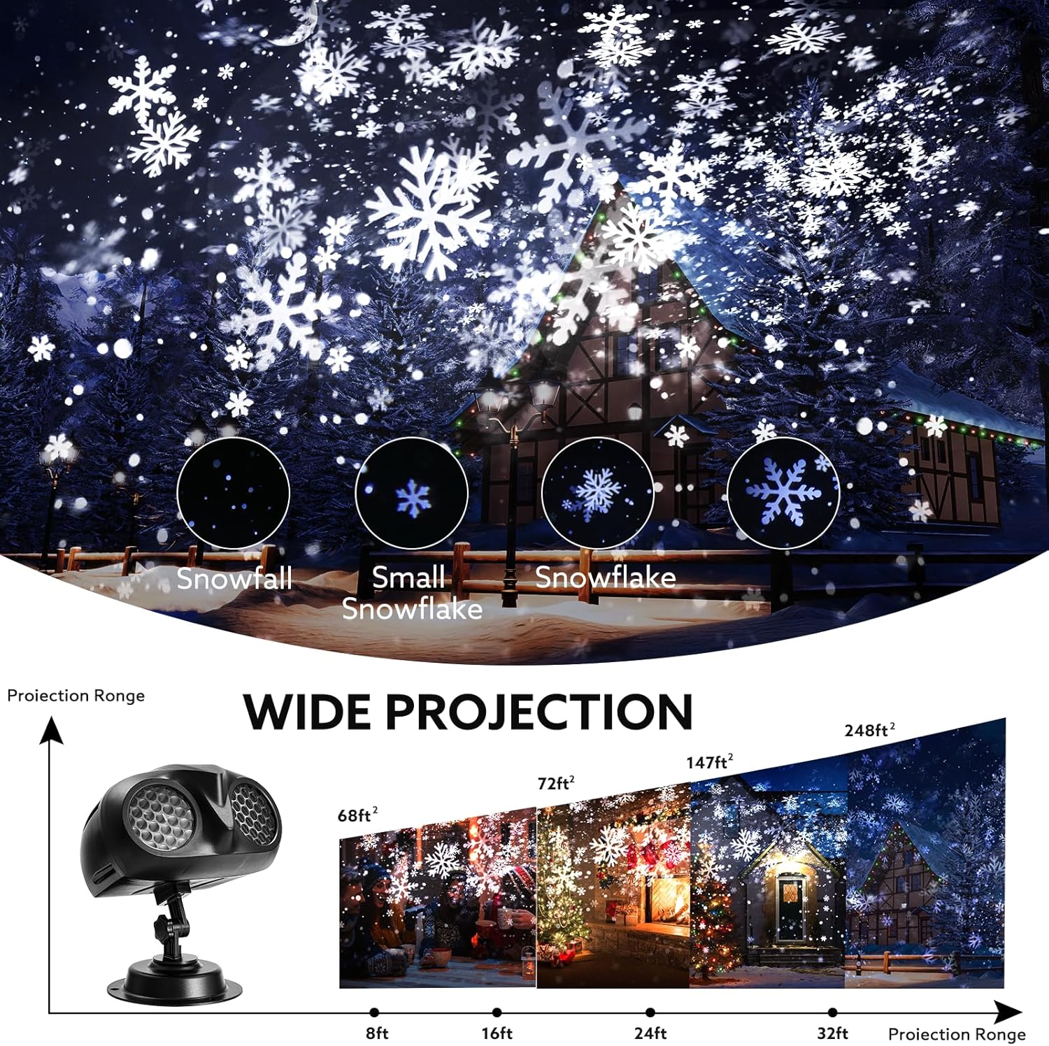 Proyector de luces de copo de nieve, proyector de luz de nieve con forma de búho de Navidad para exteriores, proyección dinámica de lámpara de