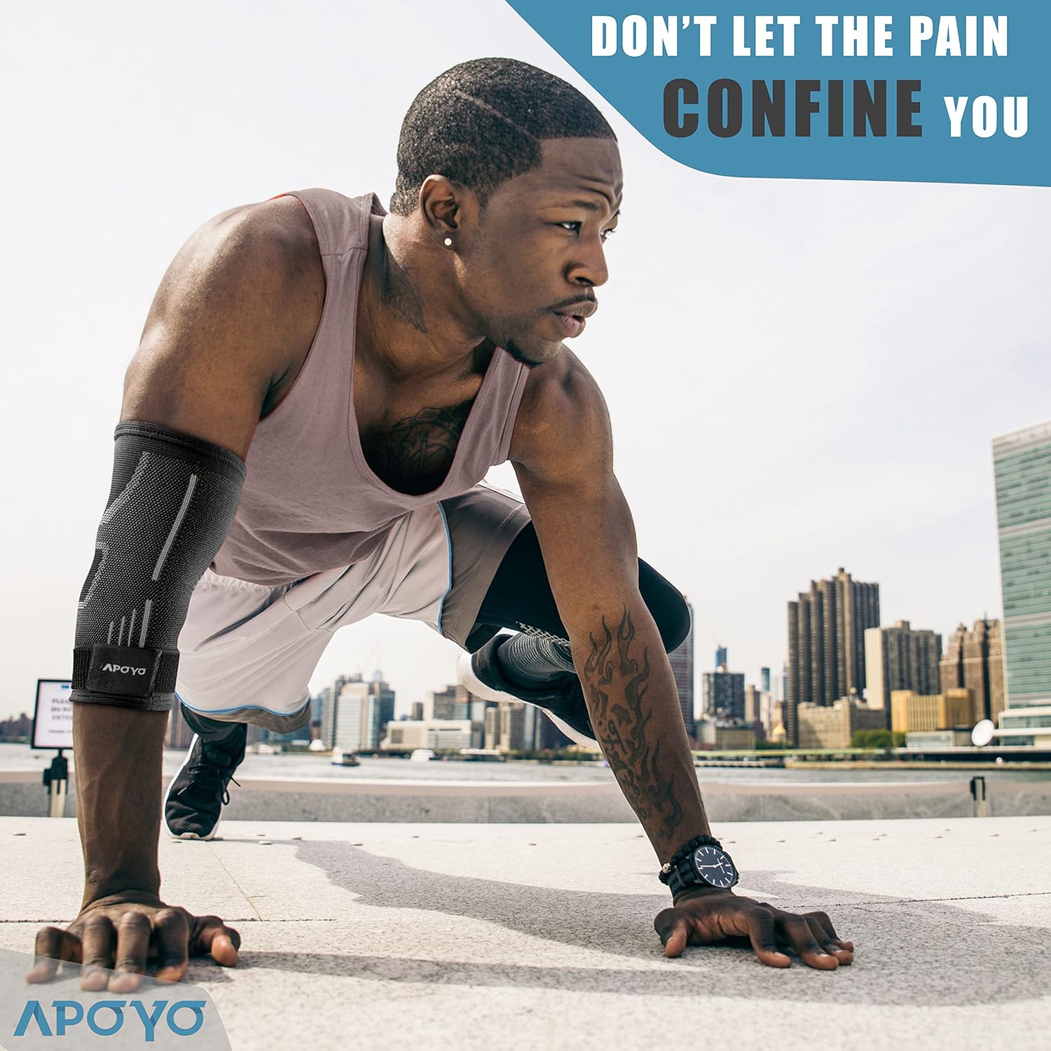 APOYO Codera para tendinitis y codo de tenista, manga de compresión de codo, codo de tenis para mujeres y hombres con correa ajustable para alivio