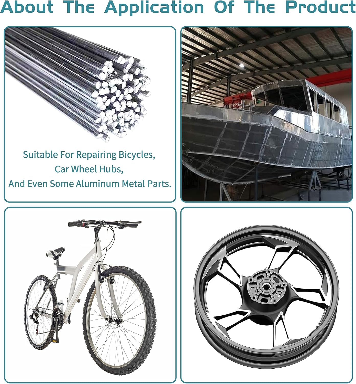 Varilla de soldadura de aluminio de 50 varillas 113 para antorcha de propano, varillas de soldadura de aluminio con núcleo de fundente, sin