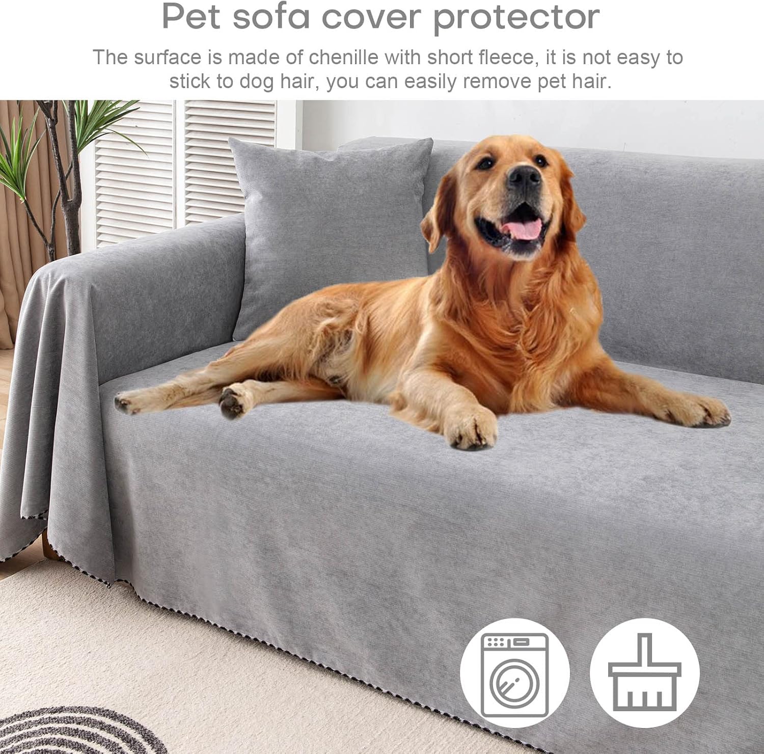 Foreate Funda de sofá impermeable para sofá seccional, manta  Protector de muebles contra arañazos para gatos, protector de sofá para perro, lavable