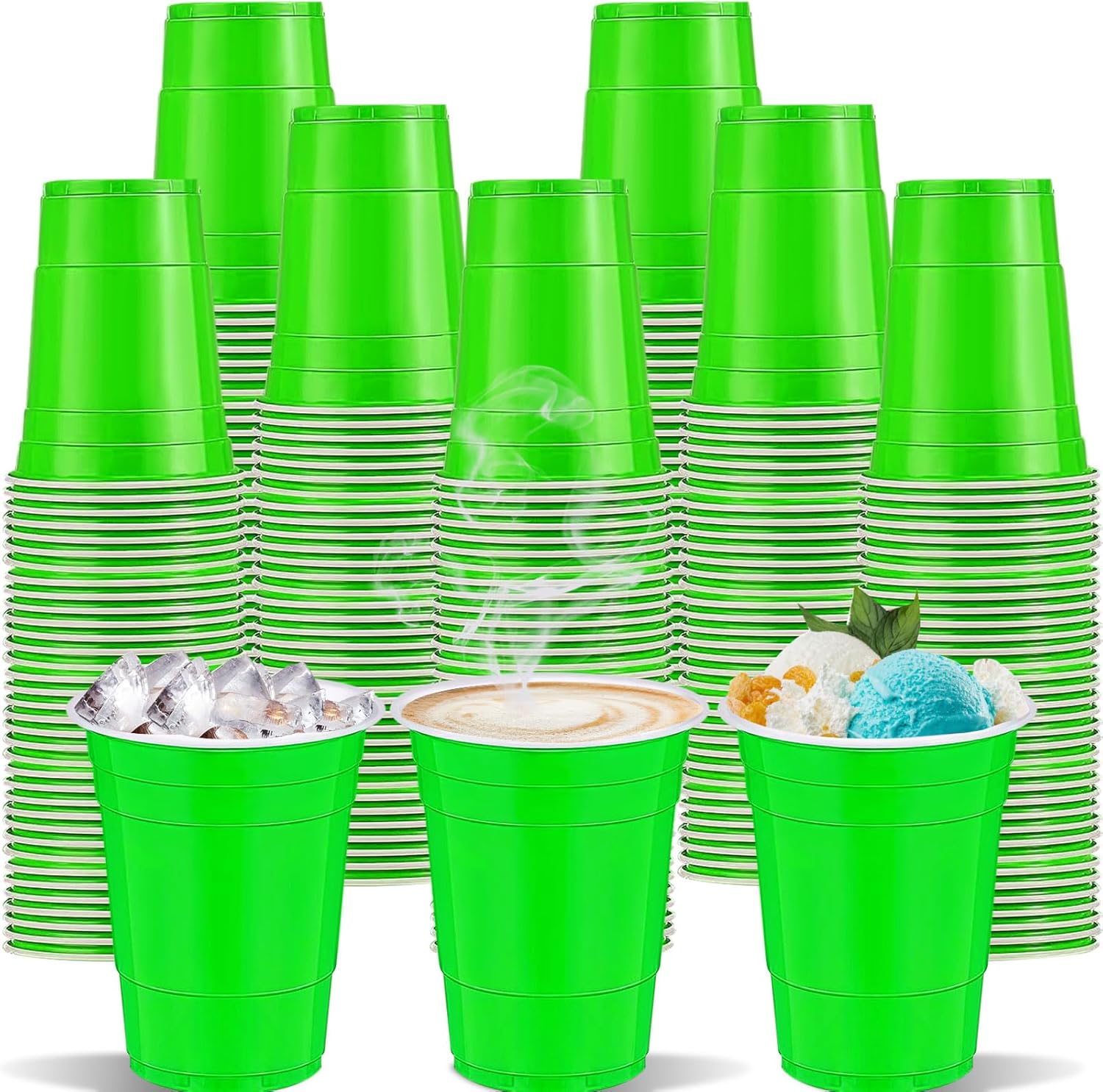 120 vasos de plástico verdes de 16 onzas de 16 onzas, tazas individuales verdes de plástico verde, vasos desechables de 16 onzas, tazas de fiesta