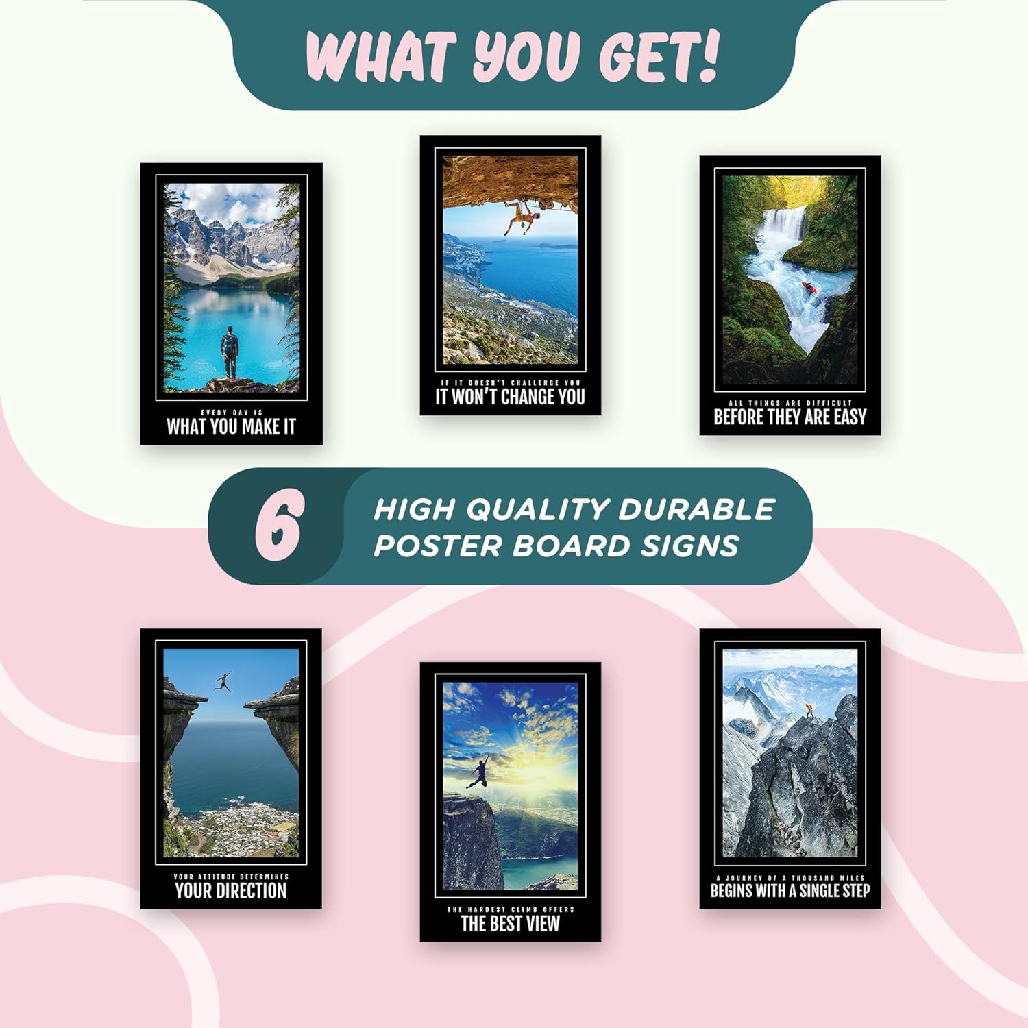 L&O Goods – Póster motivacional  Juego de 10 decoraciones inspiradoras de pared  11 x 17  Decoración del hogar para sala de estar, oficina,