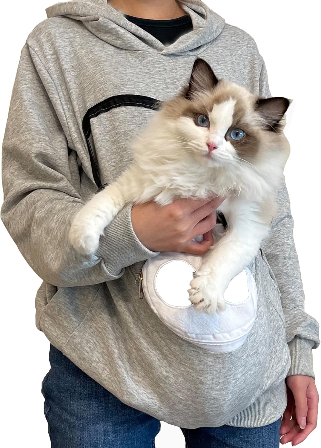 Bolsa de forro polar para mascotas, gato, pequeña, con capucha, soporte para llevar sudadera con bolsillo de canguro