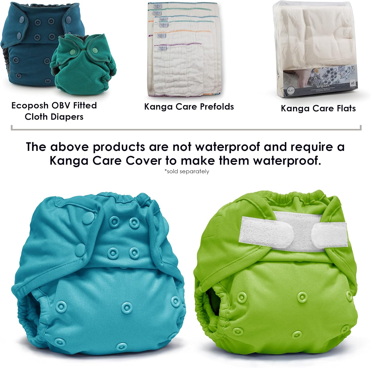 Kanga Care Rumparooz – Fundas de pañales de tela reutilizables, talla única para pañales ajustados y preplegados con doble refuerzo (5 unidades),