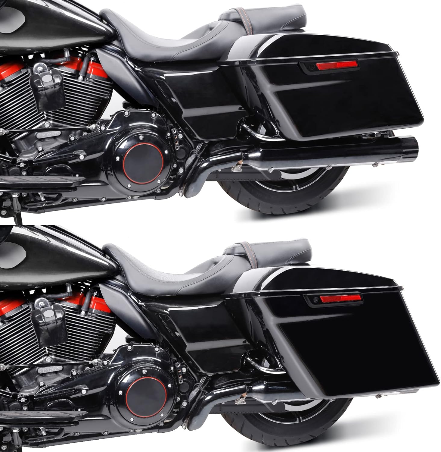 TCT-MOTORPARTS Alforjas rígidas extendidas de 5 pulgadas con pestillo negro para Harley-Davidson Touring FLT, FLHT, FLHTCU, FLHRC, Road King, Road