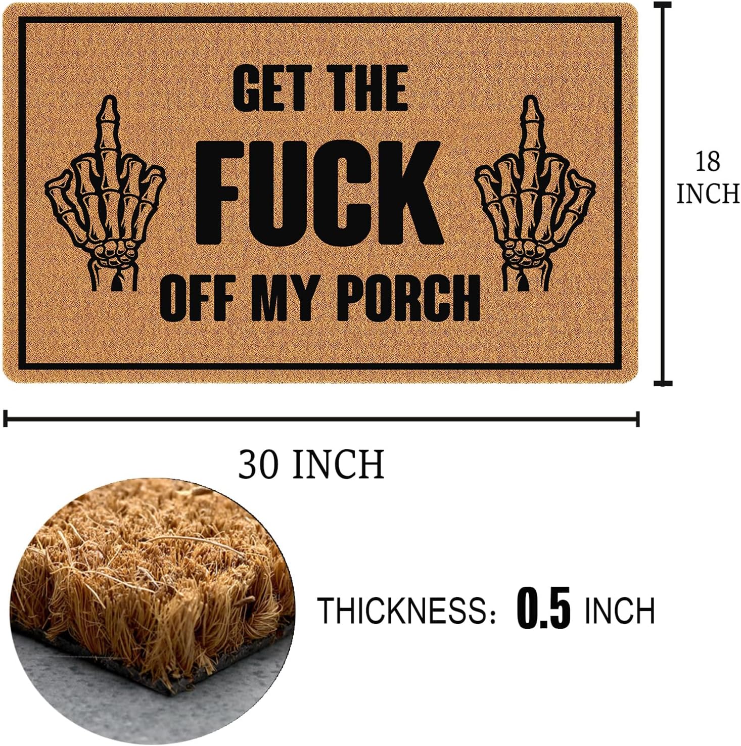 Get The Fuck Off My Porch – Tapete divertido con parte trasera de goma antideslizante, tapete de regalo novedoso para exteriores e interiores, 30 x