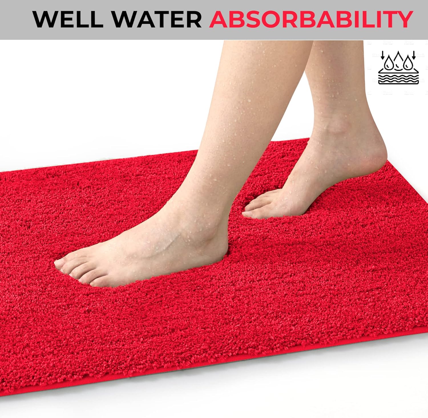 Yafa Home Fashion 1 alfombra de baño suave de microfibra sólida, respaldo antideslizante de TPR