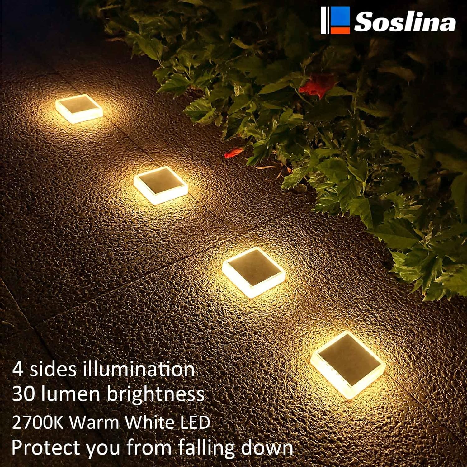 Luces solares para cubierta al aire libre, IP68 impermeables, luces solares para escalones, luces solares de entrada alimentadas por energía solar,