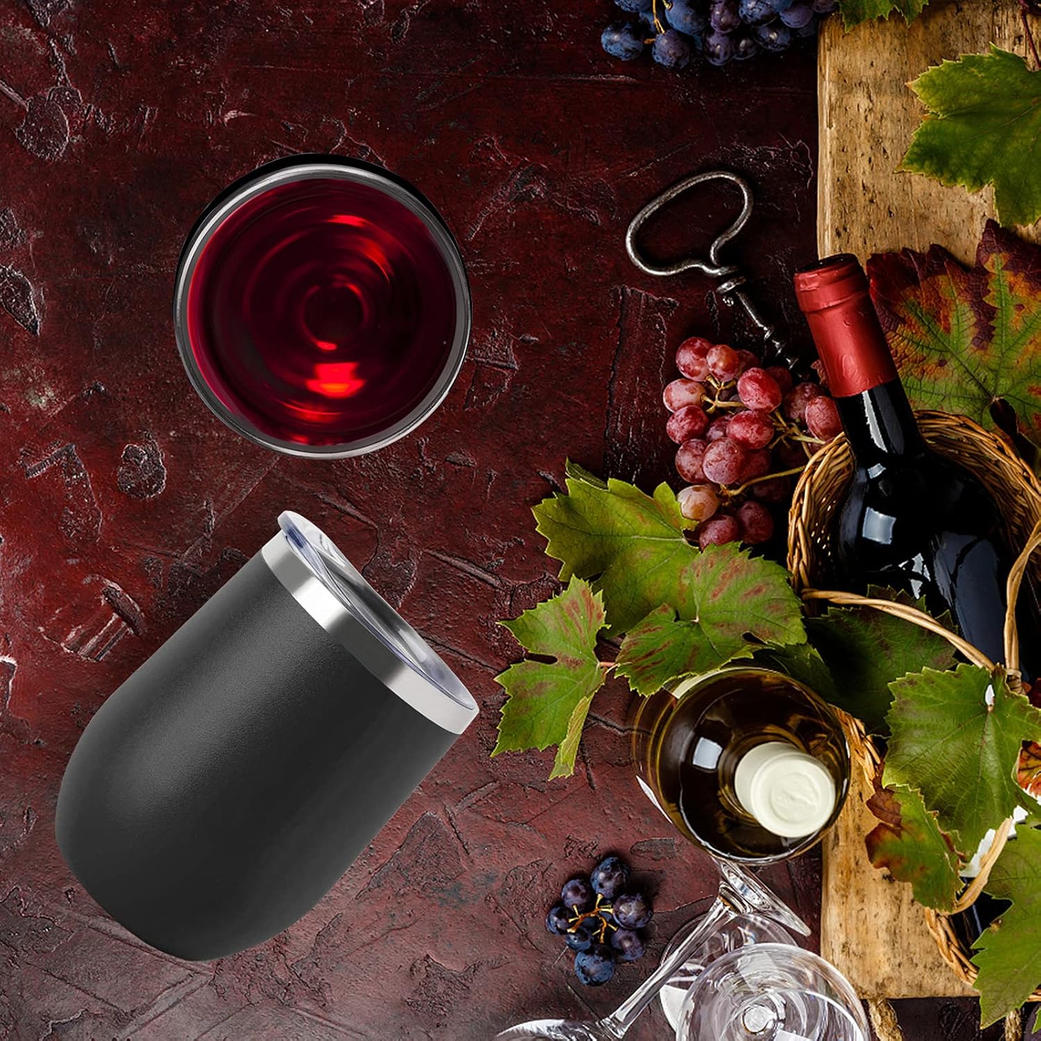 Vaso de vino de 10 oz, aislado al vacío, acero inoxidable