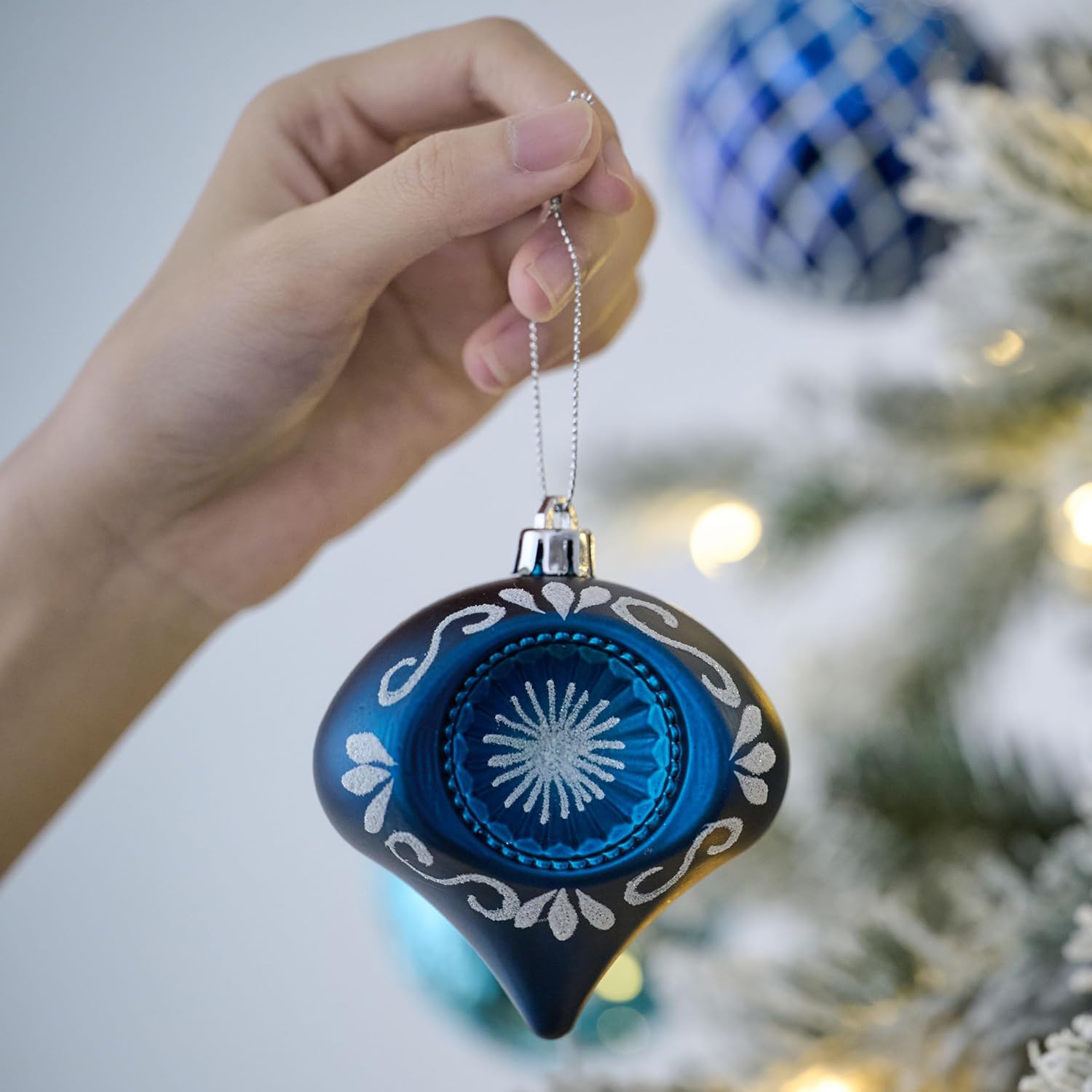 Valery Madelyn Adornos para árbol de Navidad, 70 unidades, color azul marino y plata, juego de bolas de Navidad inastillables, adorno colgante de