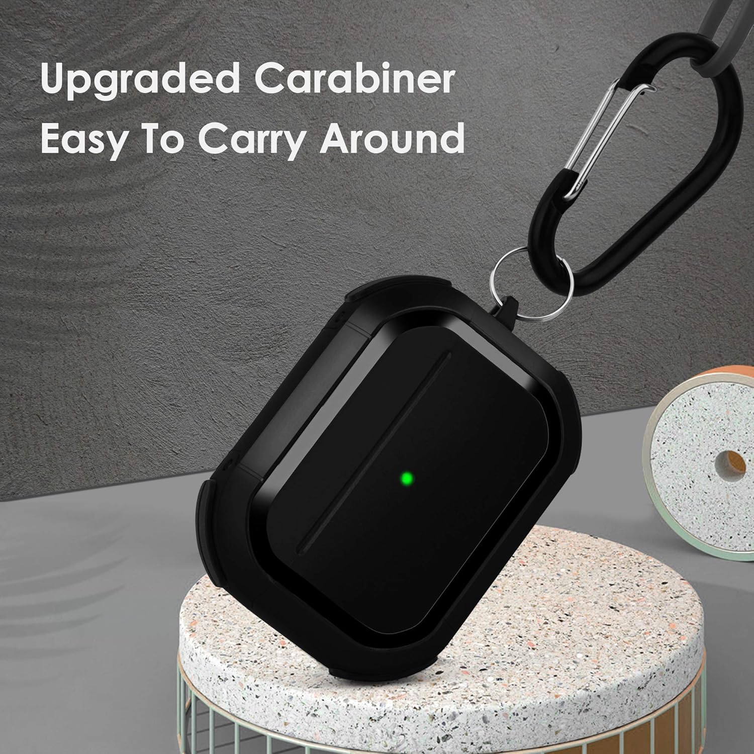 CAGOS Funda para Airpods Pro, funda rígida para iPod Pro que absorbe los golpes con llavero de metal, accesorios compatibles con Apple Airpod Pro de