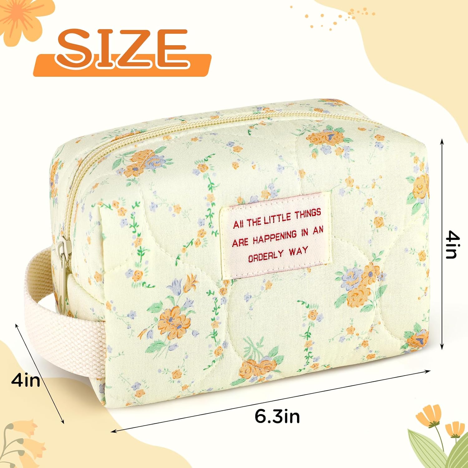 YESMET Bolsa de maquillaje de algodón, D, Floral