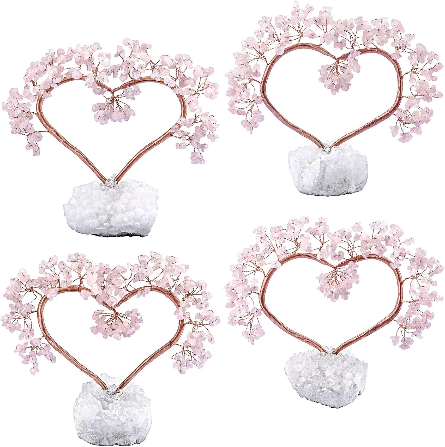 TUMBEELLUWA Árbol de piedras de cristal natural con base de racimo de cristal de roca árbol de dinero bonsái de cuarzo para el hogar, la oficina y