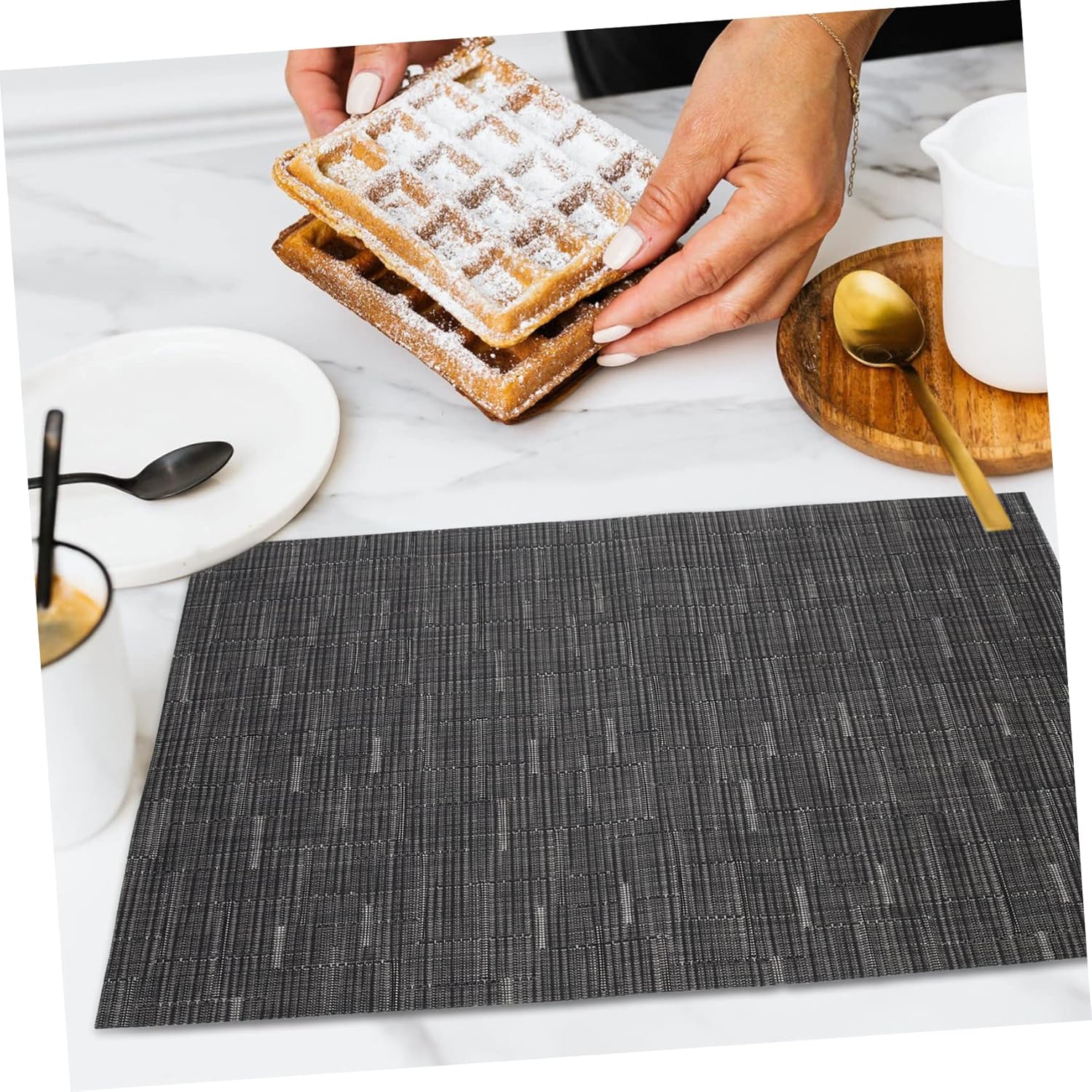 2 unids mantel individual negro tapete de escritorio de plástico individual decoración al aire libre posavasos San Valentín mesa almohadillas de