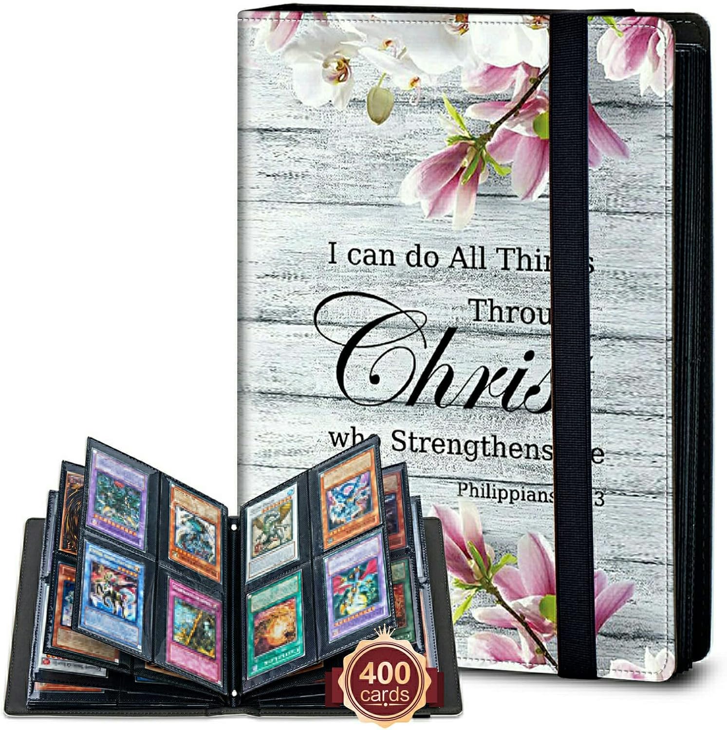 Rossy Carpeta para tarjetas de 4 bolsillos, 400 tarjetas, carpeta de colección de tarjetas, álbum de tarjetas de doble cara, tarjetero para tarjetas