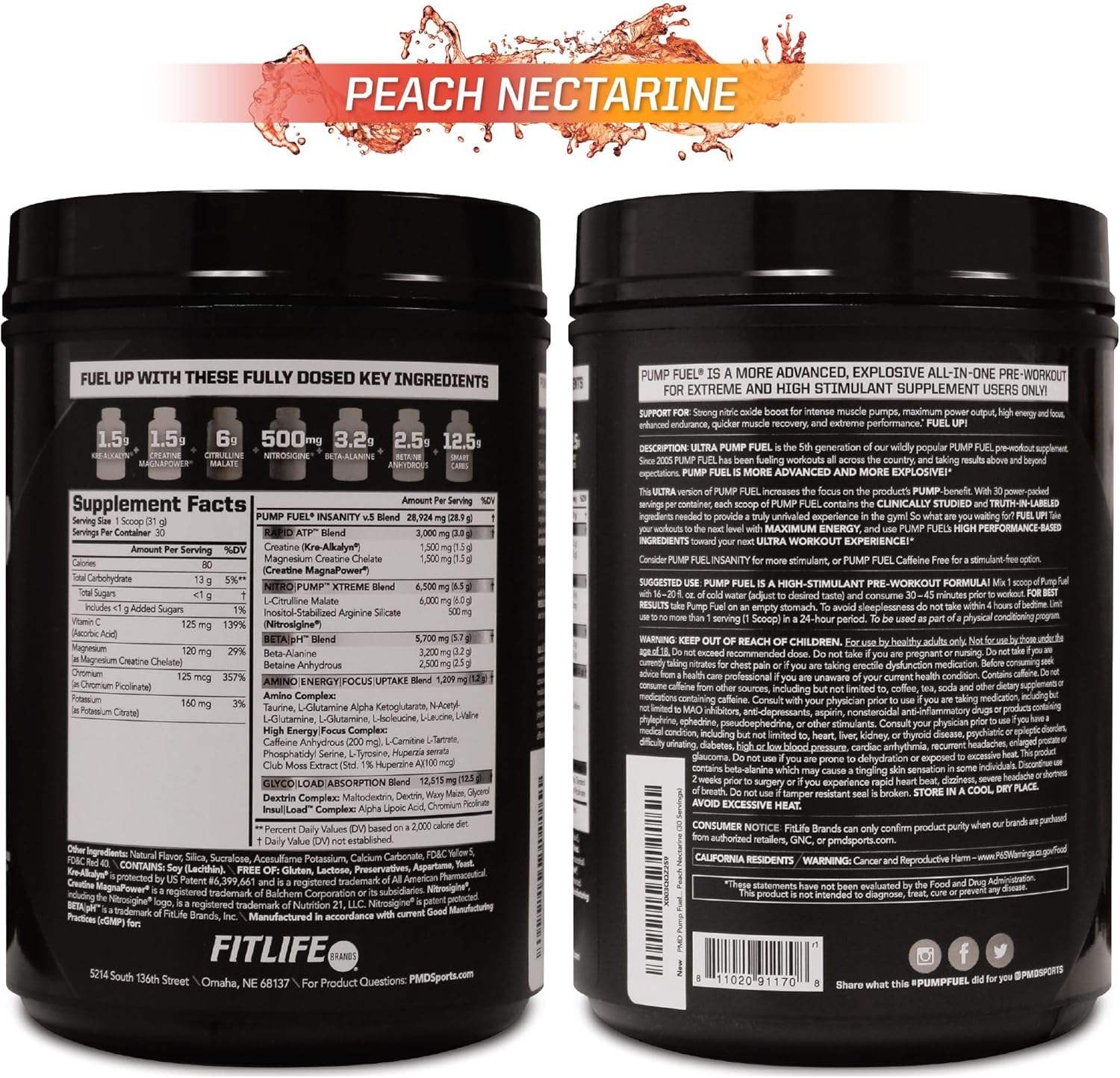 PMD Sports Ultra Pump Fuel – Mezcla de bebida para antes del entrenamiento, energía, fuerza, resistencia, recuperación, carbohidratos complejos y